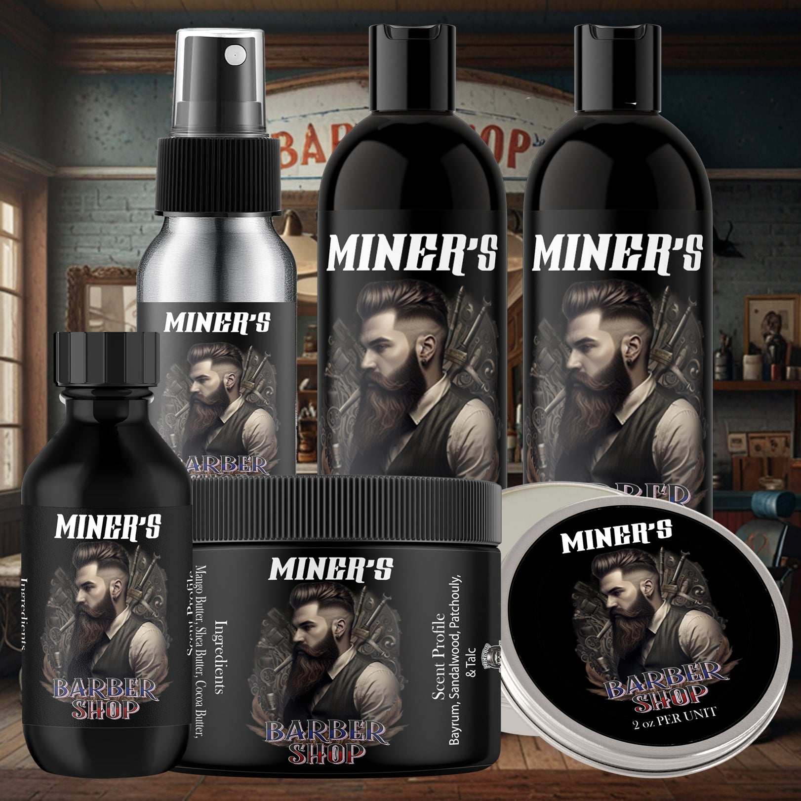 Barbershop - Ultimate Bundle - Bay rum , Sandalwood, Patchouli, & Talc