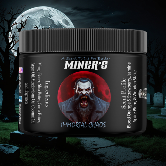 Immortal Chaos - Beard Butter - Blood Orange & Strawberry, Jasmine, Spice Plum & Wooden Stake