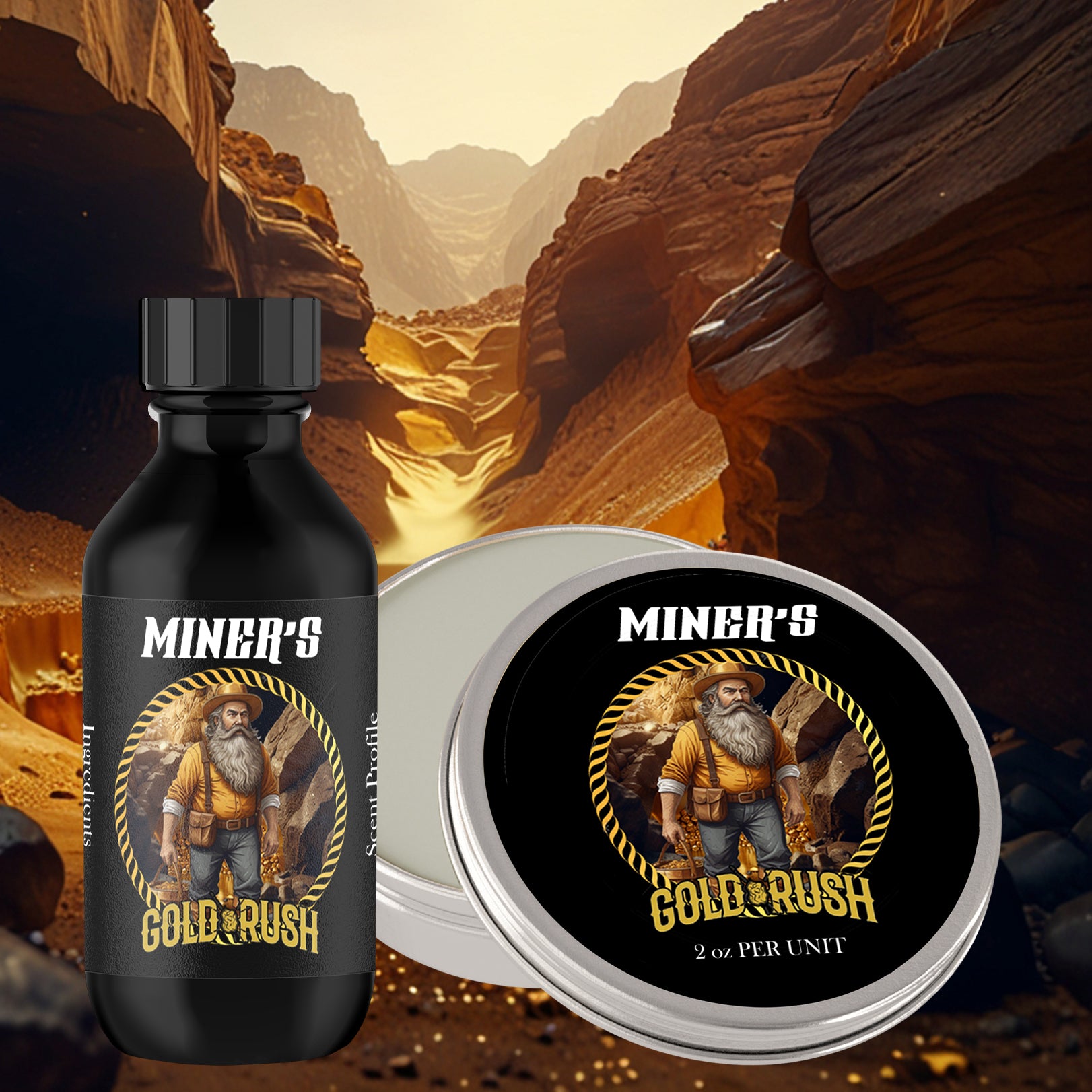 Gold Rush - Beard Oil & Balm Bundle - Golden Amber, Smooth Leather, Vetiver & Smoky Cedarwood