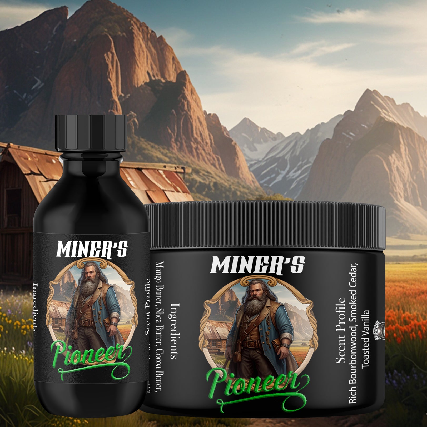 Pioneer - Beard Oil & Butter Bundle - Rich Oak Barrel, Cedar wood & Toasted Vanilla